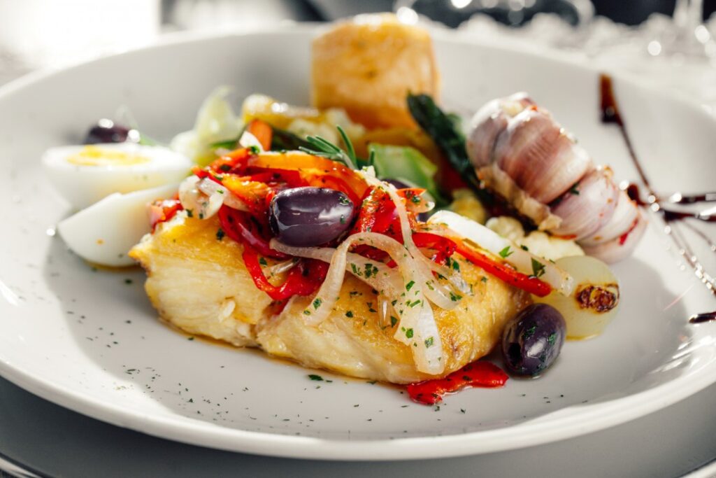 Lombo de Bacalhau com legumes